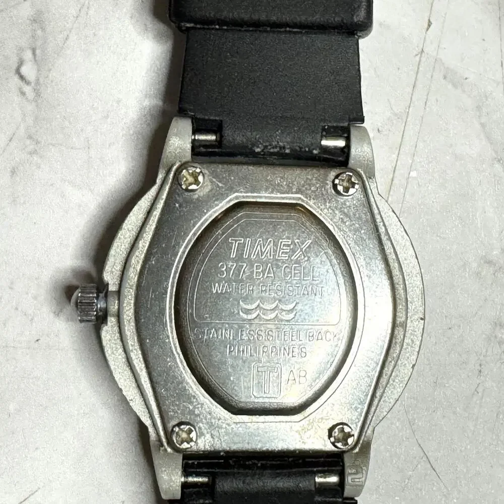 Vtg TIMEX Womens Watch 90s Y2K Black Silver White Quartz Water Resist New Batt